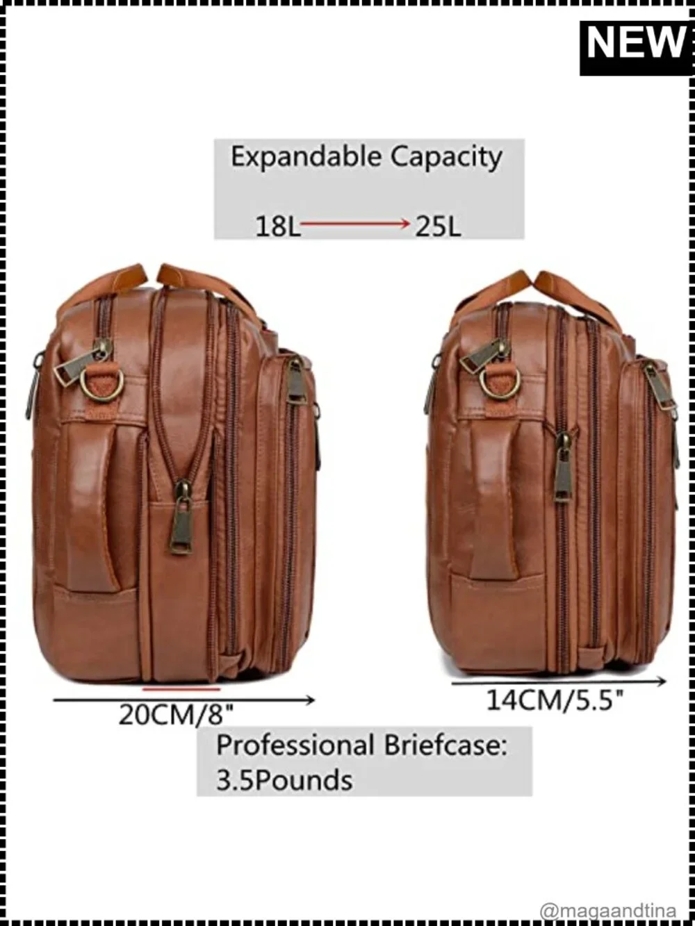 Vegan Leather Laptop Backpack Briefcase Hybrid 15.6 Inch Travel Hiking College